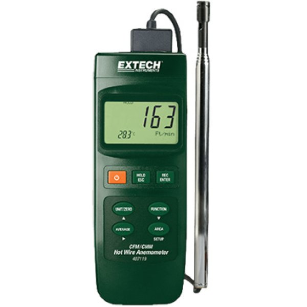 Extech 407119 CFM Thermo-Anemometer with 3-ft probe