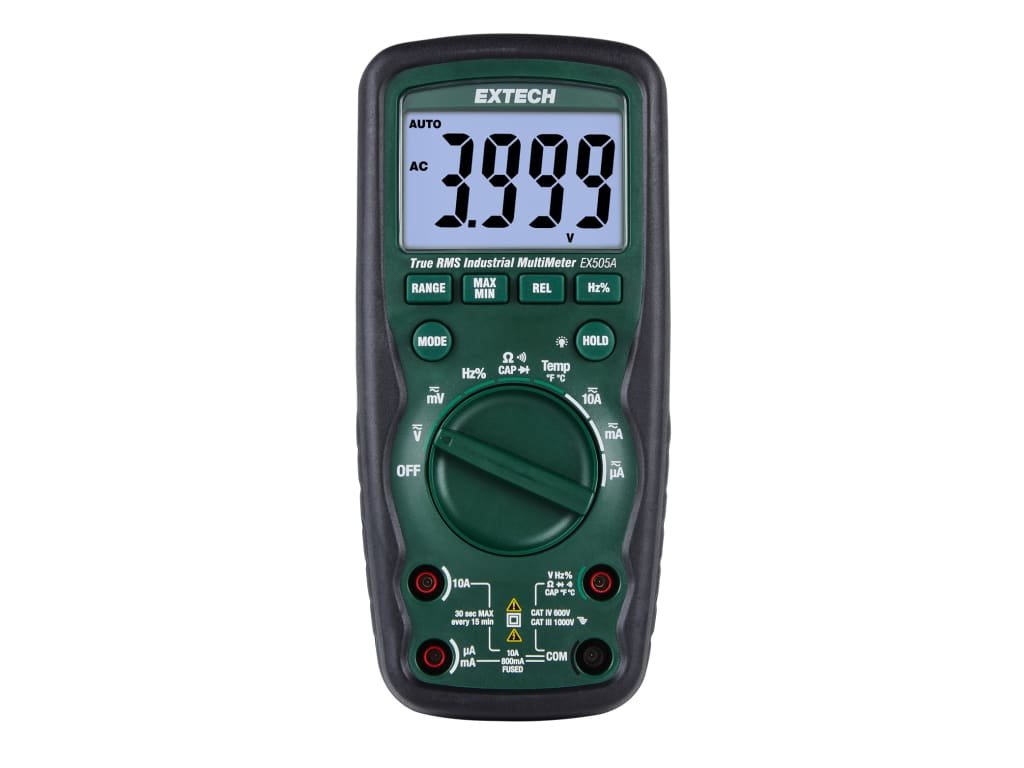 Extech EX505A-NIST - CAT IV-600V True RMS Industrial Multimeter with IP67 Rating and NIST Calibration 1 Extech EX505A-NIST - CAT IV-600V True RMS Industrial Multimeter with IP67 Rating and NIST Calibration