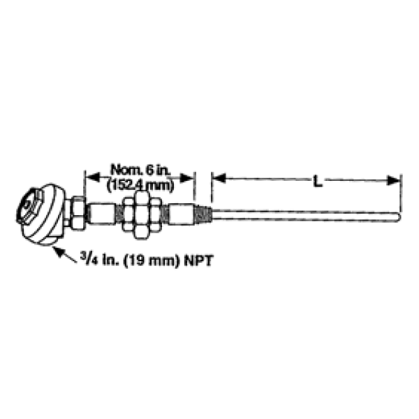 Watlow AT Style Mineral Insulated Thermocouple For Use with Thermowells