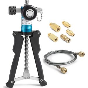 PIE 020-0239 PKIT4 DCAP Pneumatic Pump with 3' 6900 PSI Hose and 1/8" Male NPT Quick Test Fitting with Cap