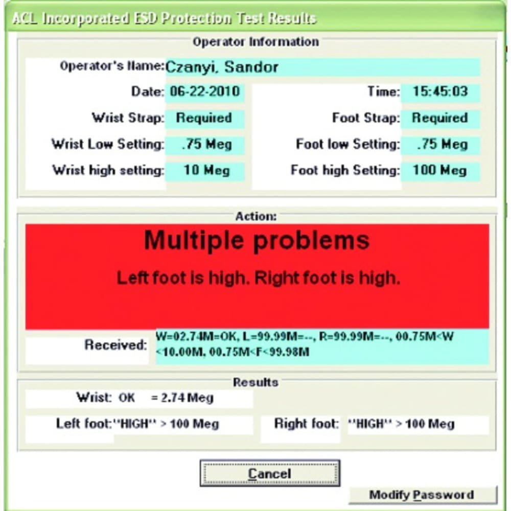 ACL Staticide 750USB - Combo Tester w/Footplate, Stand, USB Cable & Software 5 ACL Staticide 750USB - Combo Tester w/Footplate, Stand, USB Cable & Software - Image 5