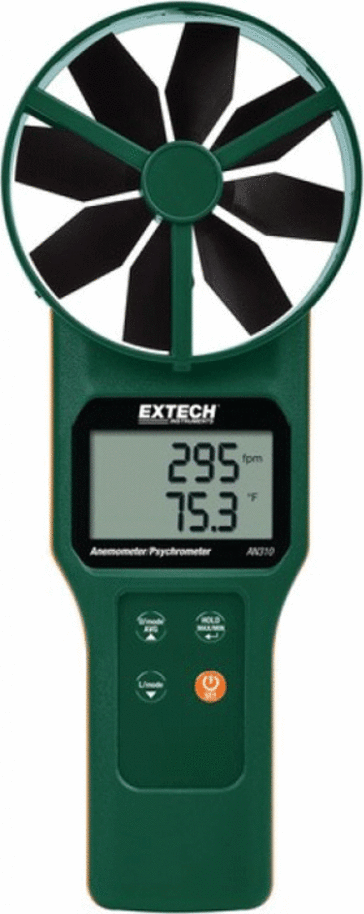 Extech AN320 Anemometer / Air Flow - Type (anemometer): Vane, Measurement (anemometer): Ft/Min, Air Velocity Max: 5900 ft/min 1 Extech AN320 Anemometer / Air Flow - Type (anemometer): Vane, Measurement (anemometer): Ft/Min, Air Velocity Max: 5900 ft/min