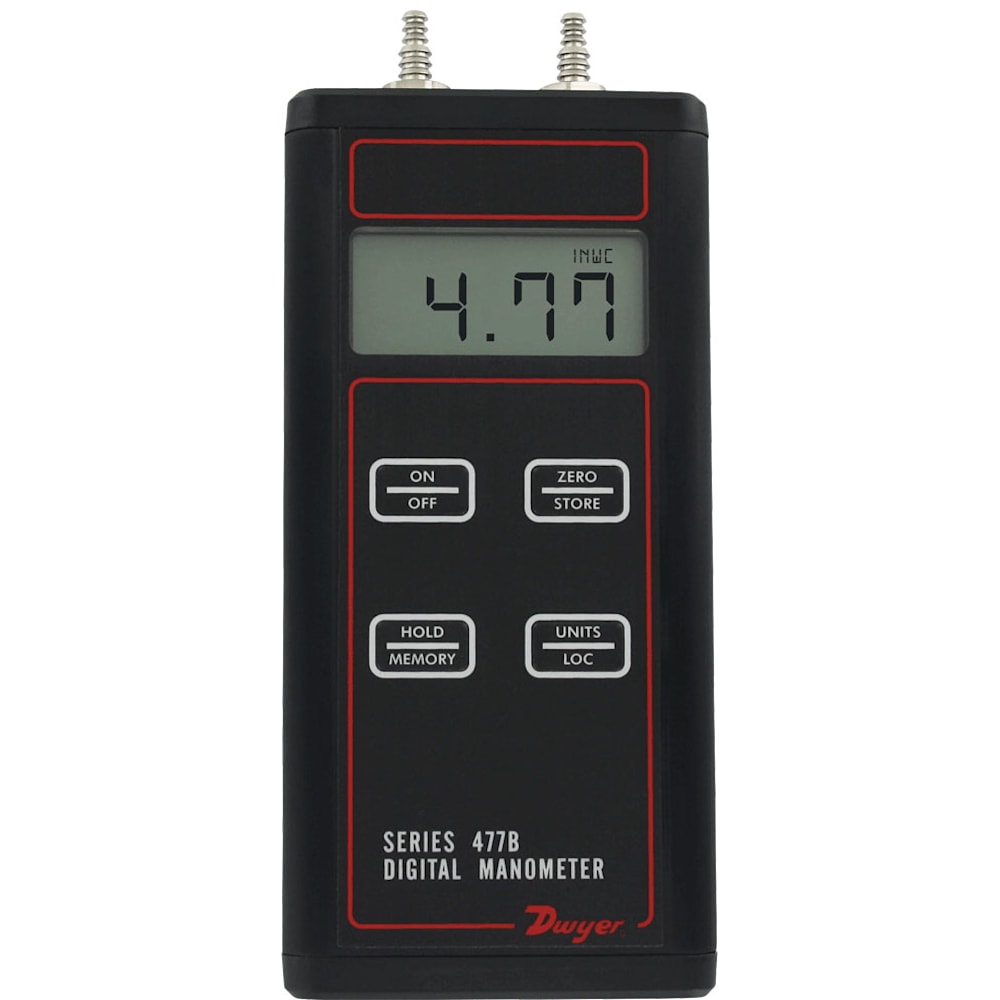 Dwyer 477B-2 - Handheld Digital Manometer, 0 to 40" w.c. (0 to 9.96 kPa) 1 Dwyer 477B-2 - Handheld Digital Manometer, 0 to 40" w.c. (0 to 9.96 kPa)