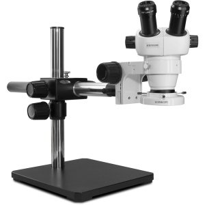 Scienscope ELZ-PK5S-E1 - Binocular Microscope with Single Arm Boom Stand and LED Ring Light