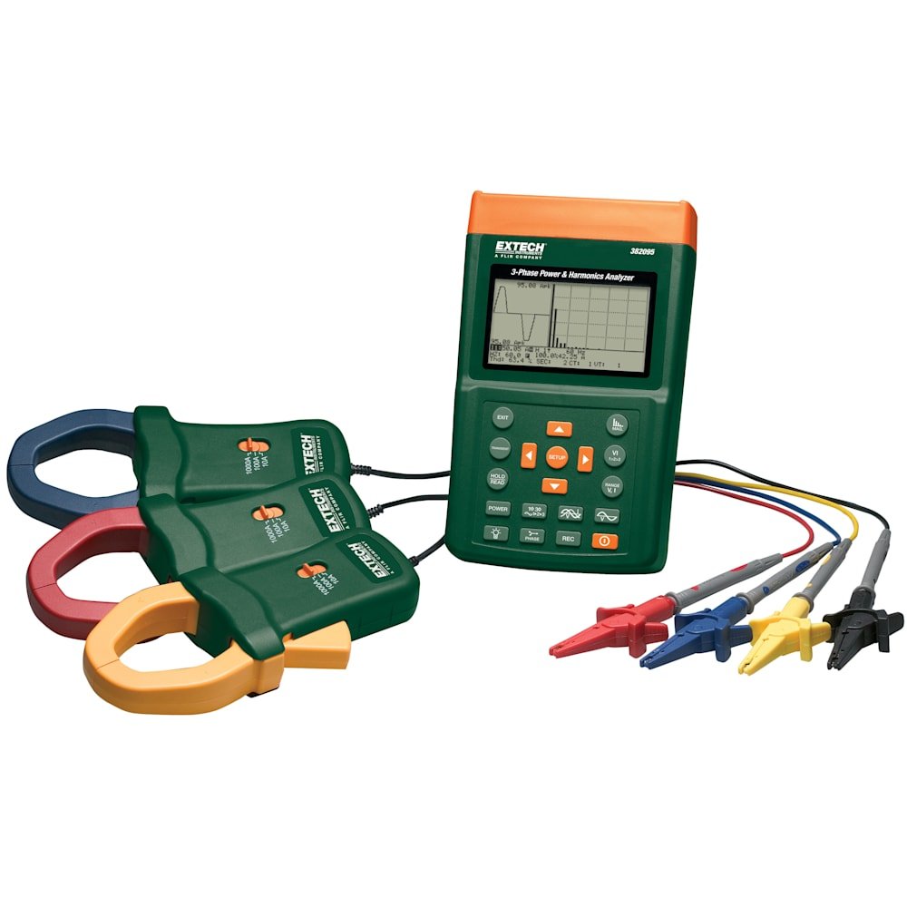 Extech 382095 1000A 3-Phase Power & Harmonics Analyzer 1 Extech 382095 1000A 3-Phase Power & Harmonics Analyzer