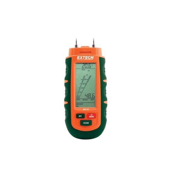 Extech MO230 Moisture Meters - Measurement Methods (Moisture Meter): Pin, For Pin units, Number of Pins: 2, Materials Tested: Wood