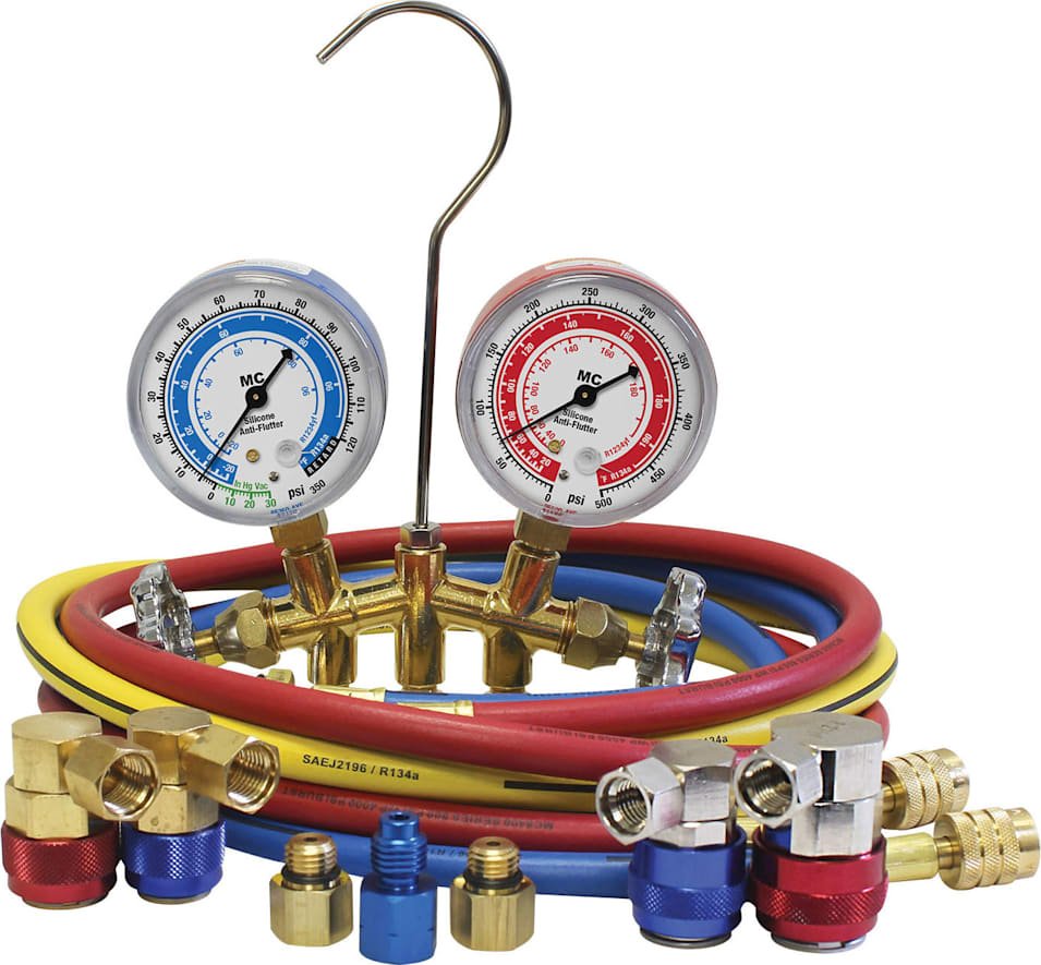 Mastercool 66672-AYF - R1234yf, R134a Brass Manifold 2 1/2-Inch Gauge Set - 72-Inch Hoses 1 Mastercool 66672-AYF - R1234yf, R134a Brass Manifold 2 1/2-Inch Gauge Set - 72-Inch Hoses