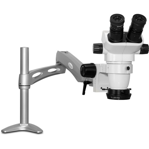 Scienscope SZ-PK3-R3 - Binocular Microscope with Articulating Arm and LED Ring Light/Polarizer
