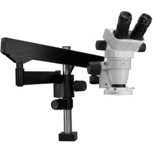 Scienscope SZ-PK3FX-E1 - Binocular Microscope with Heavy Duty Articulating Arm and Compact LED Ring Light