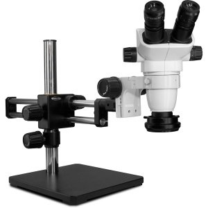 Scienscope SZ-PK5D-R3 - Binocular Microscope with Dual Arm Boom Stand and LED Ring Light/Polarizer
