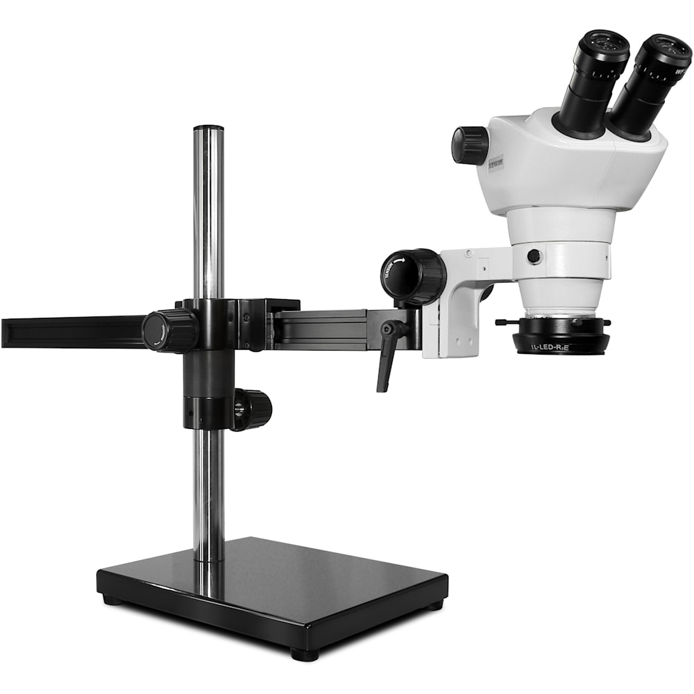 Scienscope NZ-PK5-R3 - Binocular Microscope with Gliding Arm Boom Stand and LED Ring Light/Polarizer 1 Scienscope NZ-PK5-R3 - Binocular Microscope with Gliding Arm Boom Stand and LED Ring Light/Polarizer