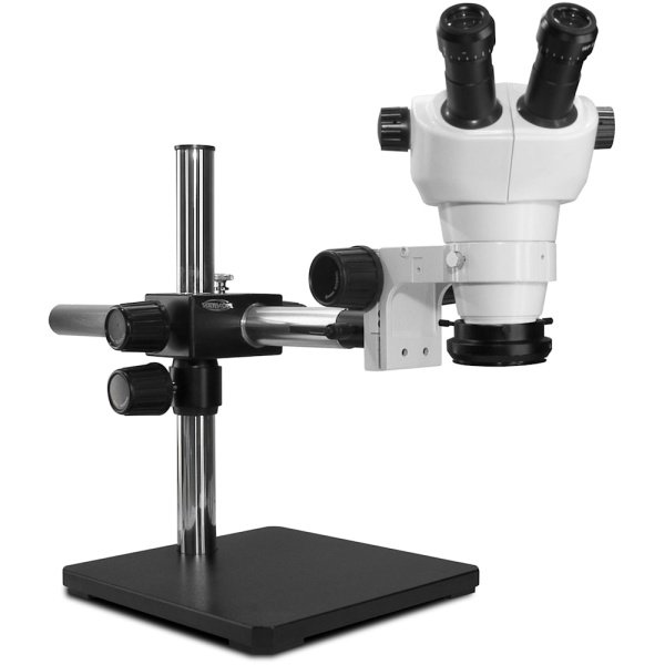 Scienscope NZ-PK5S-R3E - Binocular Microscope with Single Arm Boom Stand and LED Ring Light