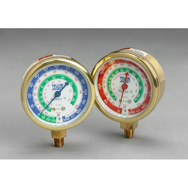 Yellow Jacket 49200 - Heavy Duty 2-1/2? Brass Manifold Gauges ?F