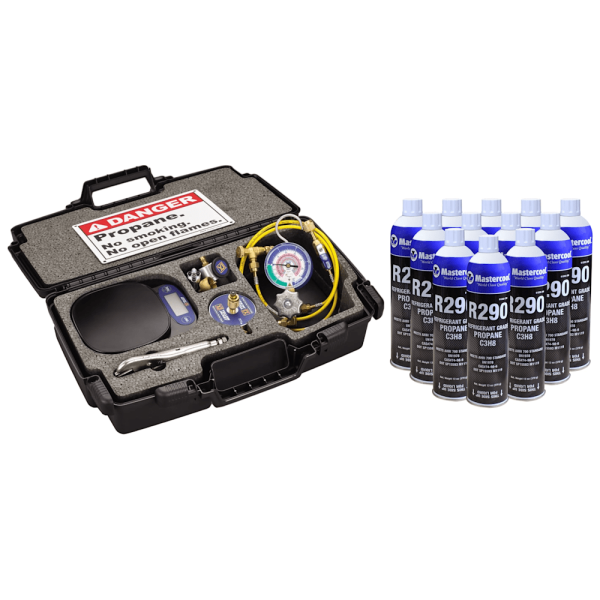Yellow Jacket 61001 Hydrocarbon Charging Kit with Twelve Cans of R290