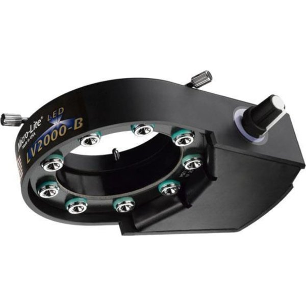 OC White LV2000-B LED Ring Illuminator - 6000K Color Temperature, Black Housing